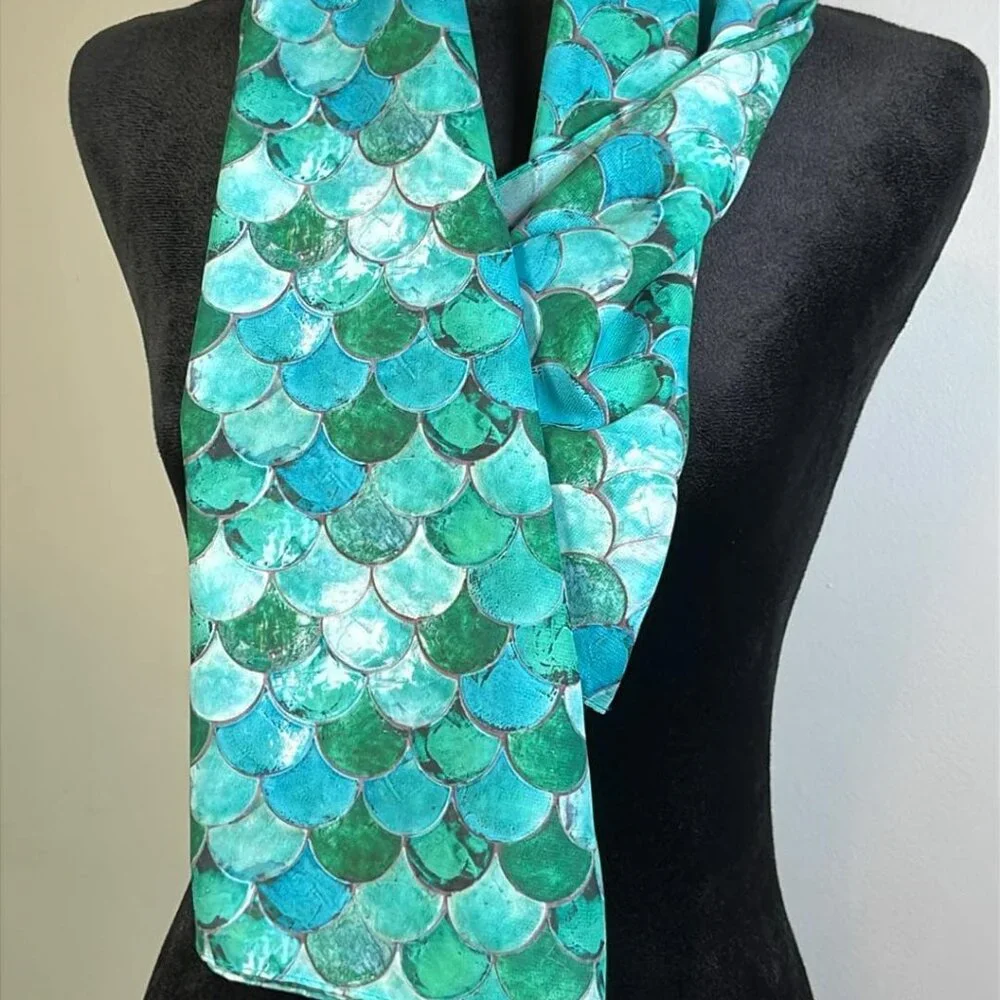Women's Chiffon Scarf Wrap 55X39  ermaid Scale Pattern for MermaidCore Whimsy Fa